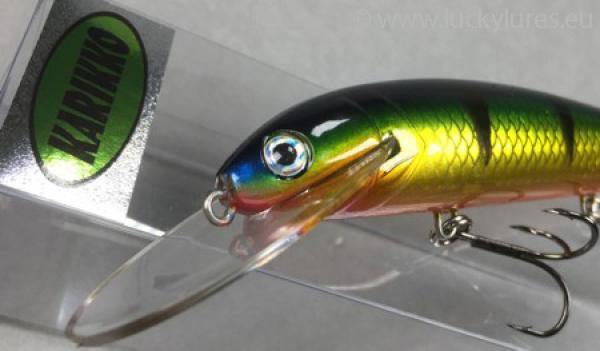 KARIKKO RÄMINÄ Wobbler 12 cm, Farbe: Real Perch 031, schwimmend mit Rasselkugel, von Suomen Uistin The Finnish Lure Company (Jarmo Rapala)